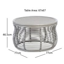 Rybnik Round Wicker Top Rattan Coffee Table In Grey