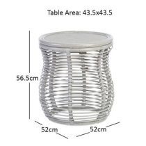 Rybnik Round Wicker Top Rattan Lamp Table In Grey