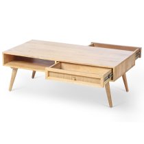 Mixco Wooden Coffee Table With Open Shelf And 1 Drawer In Natural