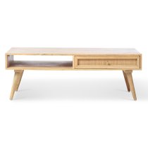 Mixco Wooden Coffee Table With Open Shelf And 1 Drawer In Natural