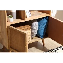 Mixco Wooden Bookshelf With Open Shelves And 2 Doors In Natural