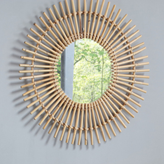 Santol Starburst Wall Mirror In Natural Rattan Frame