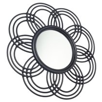 Santol Sunflower Wall Mirror In Black Rattan Frame