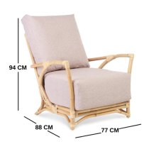 Morioka Rattan Armchair With Smooth Blush Seat Cushion