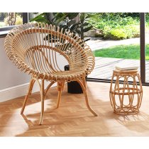 Bissau Rattan Bistro Set With 2 Suzano Natural Chairs