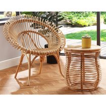 Rybnik Rattan Bistro Set With 2 Suzano Natural Chairs