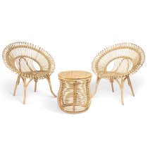 Rybnik Rattan Bistro Set With 2 Suzano Natural Chairs