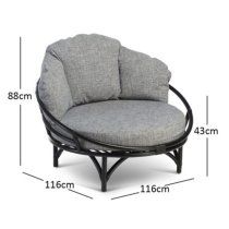 Surgut Rattan Snug Chair In Black With Earth Grey Cushion