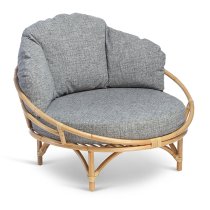 Surgut Rattan Snug Chair In Natural With Earth Grey Cushion