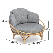 Surgut Rattan Snug Chair In Natural With Earth Grey Cushion