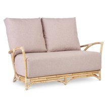 Morioka Rattan 2 Seater Sofa With Smooth Blush Seat Cushion