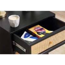 Vlore Wooden Bedside Cabinet With 2 Drawers In Black