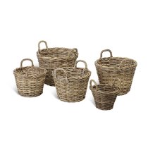 Braila Set Of 5 Rattan Log Baskets In Natural