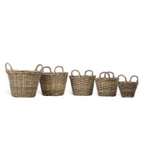 Braila Set Of 5 Rattan Log Baskets In Natural