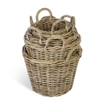 Braila Set Of 5 Rattan Log Baskets In Natural