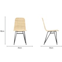 Puqi Natural Rattan Dining Chairs In Pair