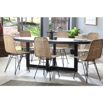 Puqi Natural Rattan Dining Chairs In Pair