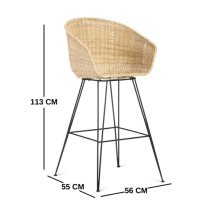 Puqi Natural Rattan High Back Bar Stools In Pair