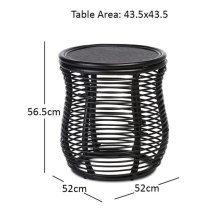 Rybnik Rattan Bistro Set In Black With 2 Puqi Black Wing Chairs