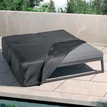 Arica Sunbrella Fabric Double Reclining Sun Lounger In Grey