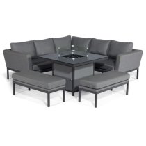 Arica Compact Lounge Set And Firepit Dining Table In Grey