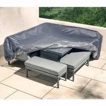 Arica Compact Lounge Set And Firepit Dining Table In Grey