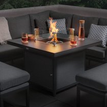 Arica Compact Lounge Set And Firepit Dining Table In Grey