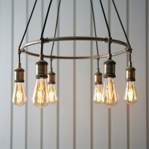 Hebi 6 Lights Ceiling Pendant Light In Antique Brass