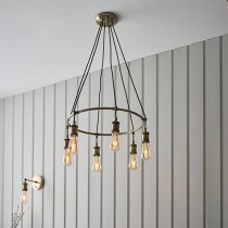 Hebi 6 Lights Ceiling Pendant Light In Antique Brass