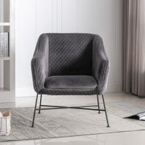 Cleo Fabric Accent Chair In Cinder With Black Metal Legs