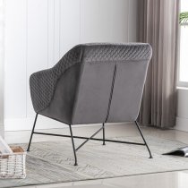 Cleo Fabric Accent Chair In Cinder With Black Metal Legs