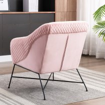 Cleo Fabric Accent Chair In Powder Pink With Black Metal Legs