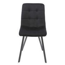 Sandy Squared Black Velvet Dining Chairs In Pair