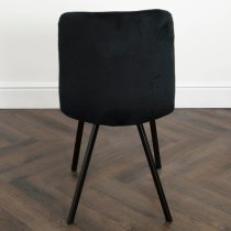 Sandy Squared Black Velvet Dining Chairs In Pair