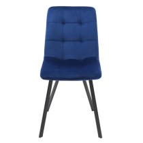 Sandy Squared Navy Blue Velvet Dining Chairs In Pair