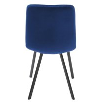 Sandy Squared Navy Blue Velvet Dining Chairs In Pair