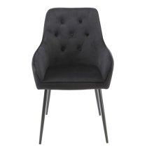 Maura Chesterfield Black Velvet Dining Chairs In Pair