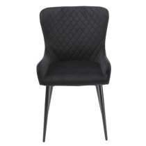 Laxly Diamond Black Velvet Dining Chairs In Pair