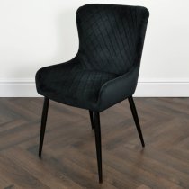 Laxly Diamond Black Velvet Dining Chairs In Pair