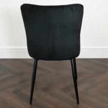 Laxly Diamond Black Velvet Dining Chairs In Pair