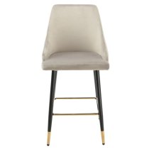 Maura Chesterfield Grey Velvet Bar Chairs In Pair