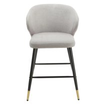 Manhattan Grey Linen Fabric Bar Chairs In Pair