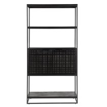 Fusion Mango Wood Bookcase With 2 Doors In Black