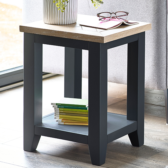 Baqia Wooden Lamp Table In Dark Grey