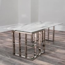 Solana Marble Effect Glass Top Coffee Table With Silver Frame