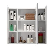 Disuq High Gloss Mirrored Bathroom Cabinet In White