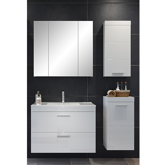 Disuq Wall Hung High Gloss Bathroom Furniture Set 2 In White