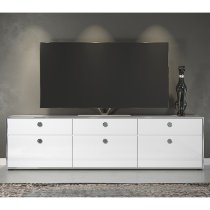 Isna High Gloss TV Stand With 3 Doors 3 Drawers In White