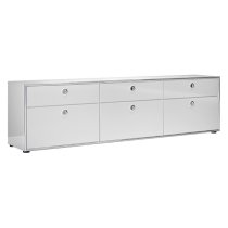 Isna High Gloss TV Stand With 3 Doors 3 Drawers In White