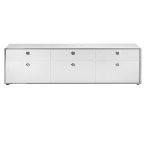 Isna High Gloss TV Stand With 3 Doors 3 Drawers In White